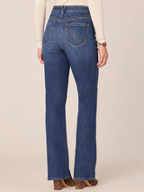 High Rise Cascading Crystals Boot Cut Jeans Blue