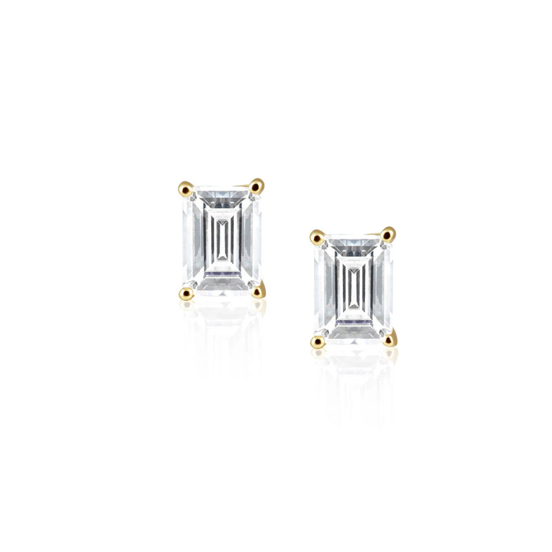 Katie Emerald Cut Stud Earrings - Gold
