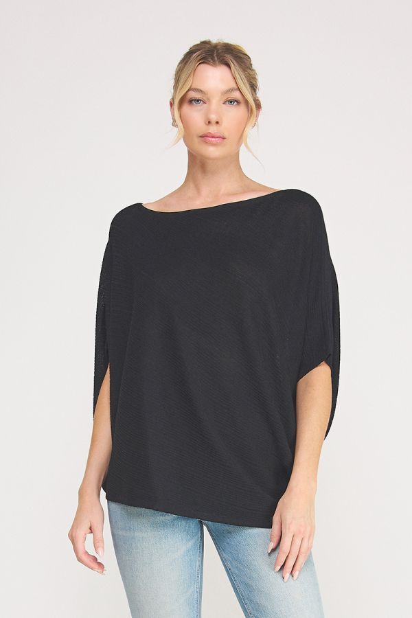 Asymmetric Knit Top Black
