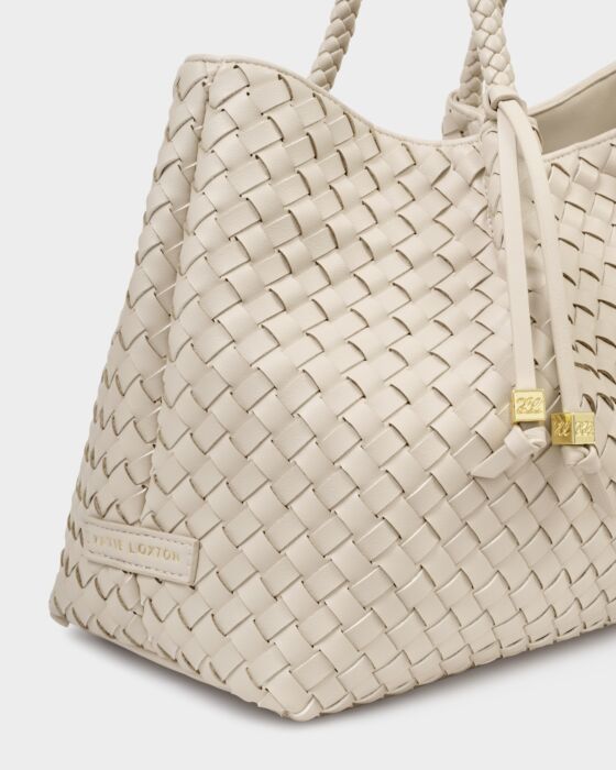 Nova Woven Small Shoulder Tote Oyster