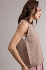 Sleeveless Sweater Cardi Vest Oatmeal