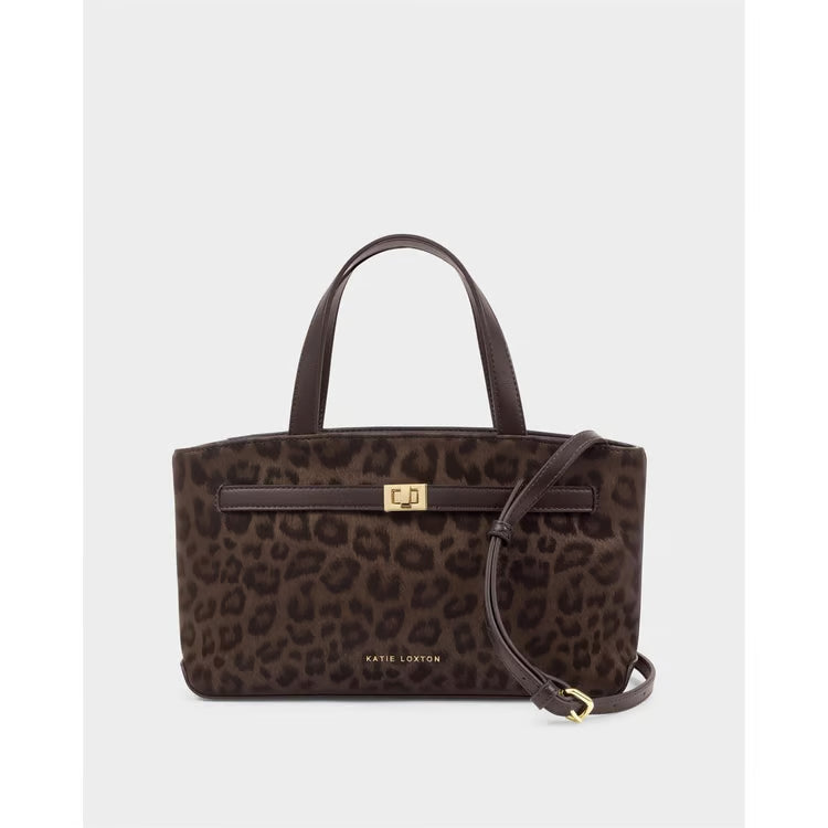 Orin Top Handle Crossbody Bag Chocolate Leopard