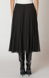 Chiffon Solid Pleated Mini Skirt Black