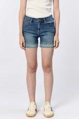 Julian Mid High Rise Contrast Clean Hem Shorts Lagoon