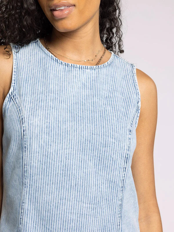 Dahlia Denim Dress Washed Indigo Stripe