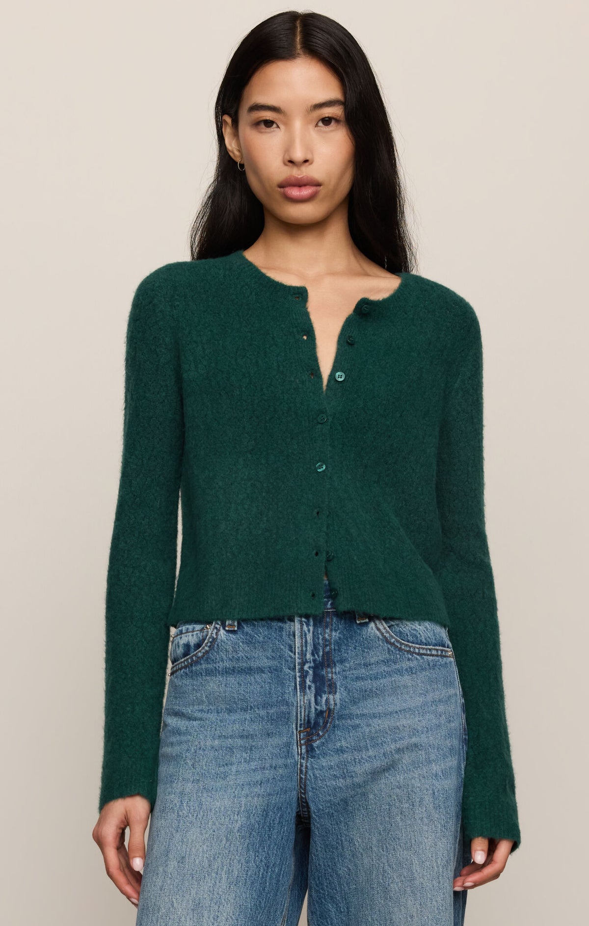 Medina Open Knit Cardigan Velvet Green