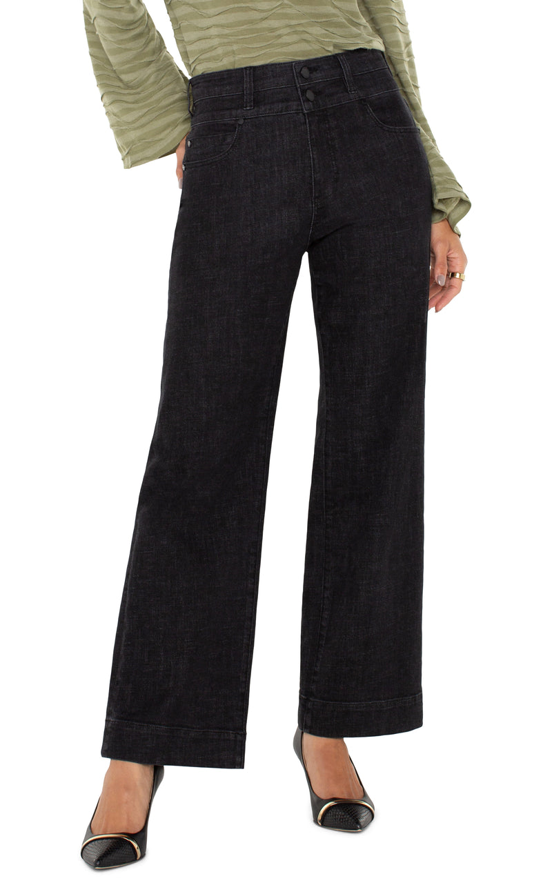 Stride High Rise Wide Leg Double Button Jeans Rockville