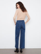Side Panel Wide Leg Stretch Jeans Indigo