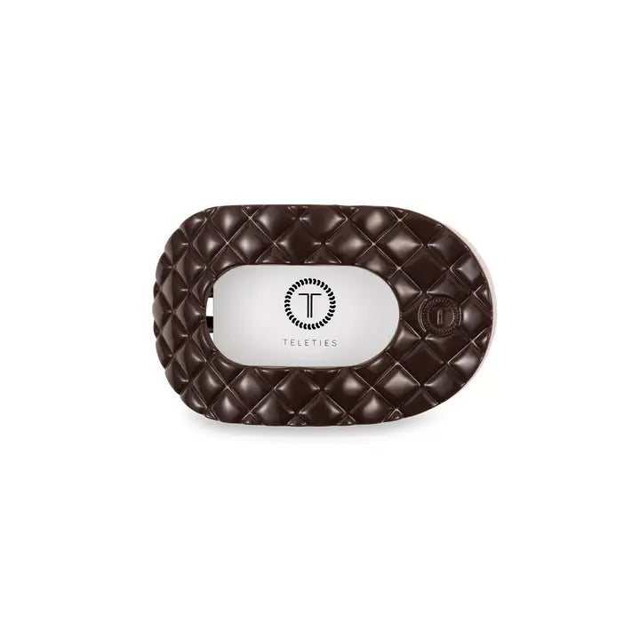 Teleties Small Flat Round Hair Clip Truly Taupe Quilted