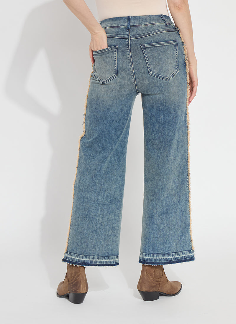 Era High Rise Wide Leg Fray Piping Denim Pants Nutshell Dye Midwash
