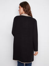 Two Tone Stitched Cardigan Black