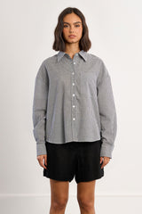 Checkered Single Pocket Button Up Shirt Black