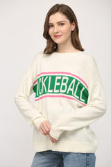 Pickleball Athleisure Crew Neck Sweater Cream