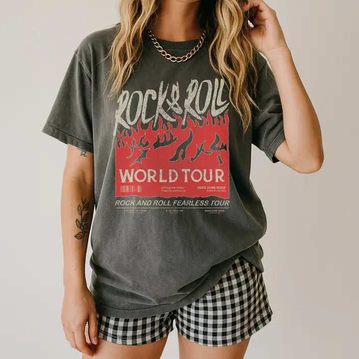 Rock & Roll World Tour Graphic Tee Pepper