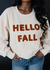 Hello Fall Boucle Sweatshirt Cream