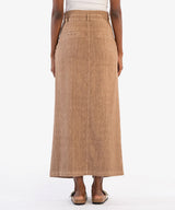 Freida Front Slit Double Button Skirt Wood