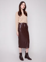 Faux Leather Midi Skirt Cabernet