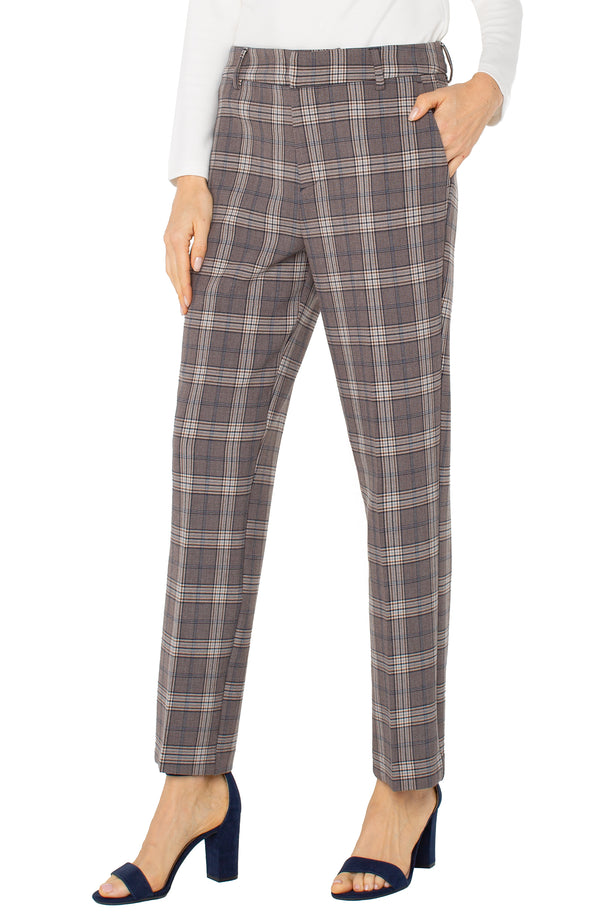 Kelsey High Rise Trouser Brown Navy Glencheck