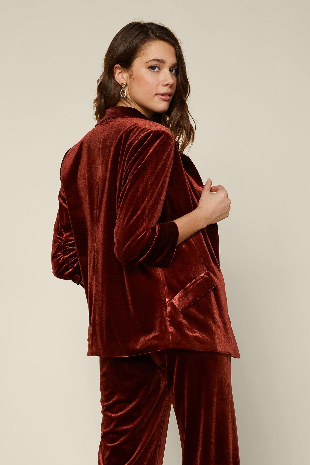 Dart Collar Velvet Blazer Amber Rust