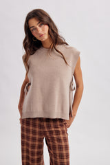 Side Tie Sweater Vest Mocha