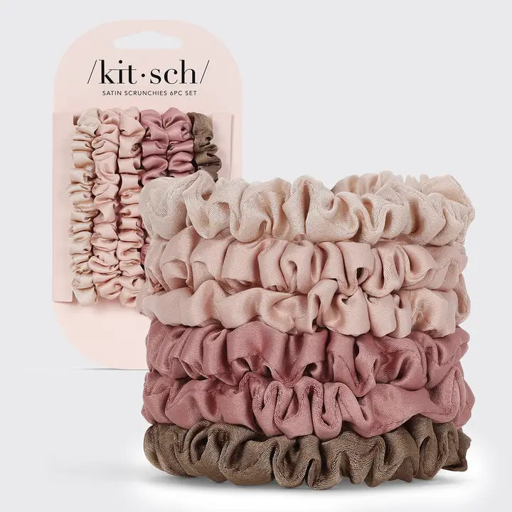 Ultra Petite Satin Scrunchies - 6 Pack Terracotta