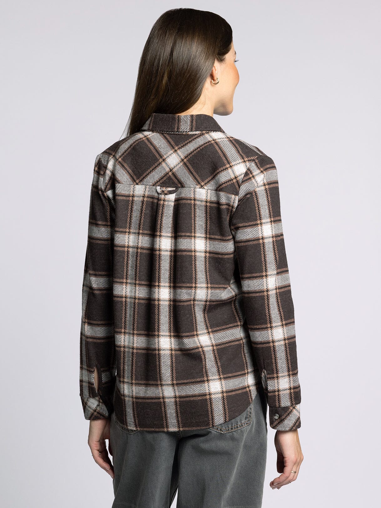Cassian Button Up Shirt Coffee Ivory Plaid