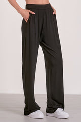 Structured Pull On Straight Leg Pants Black