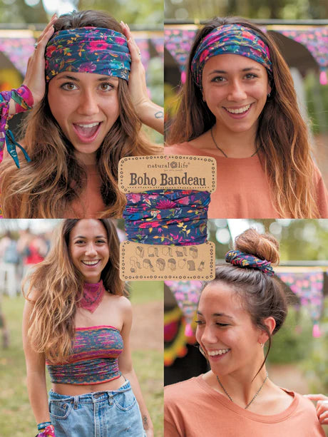 Full Boho Bandeau Navy Wildflowers