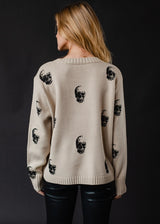 All Over Skulls Sweater Tan