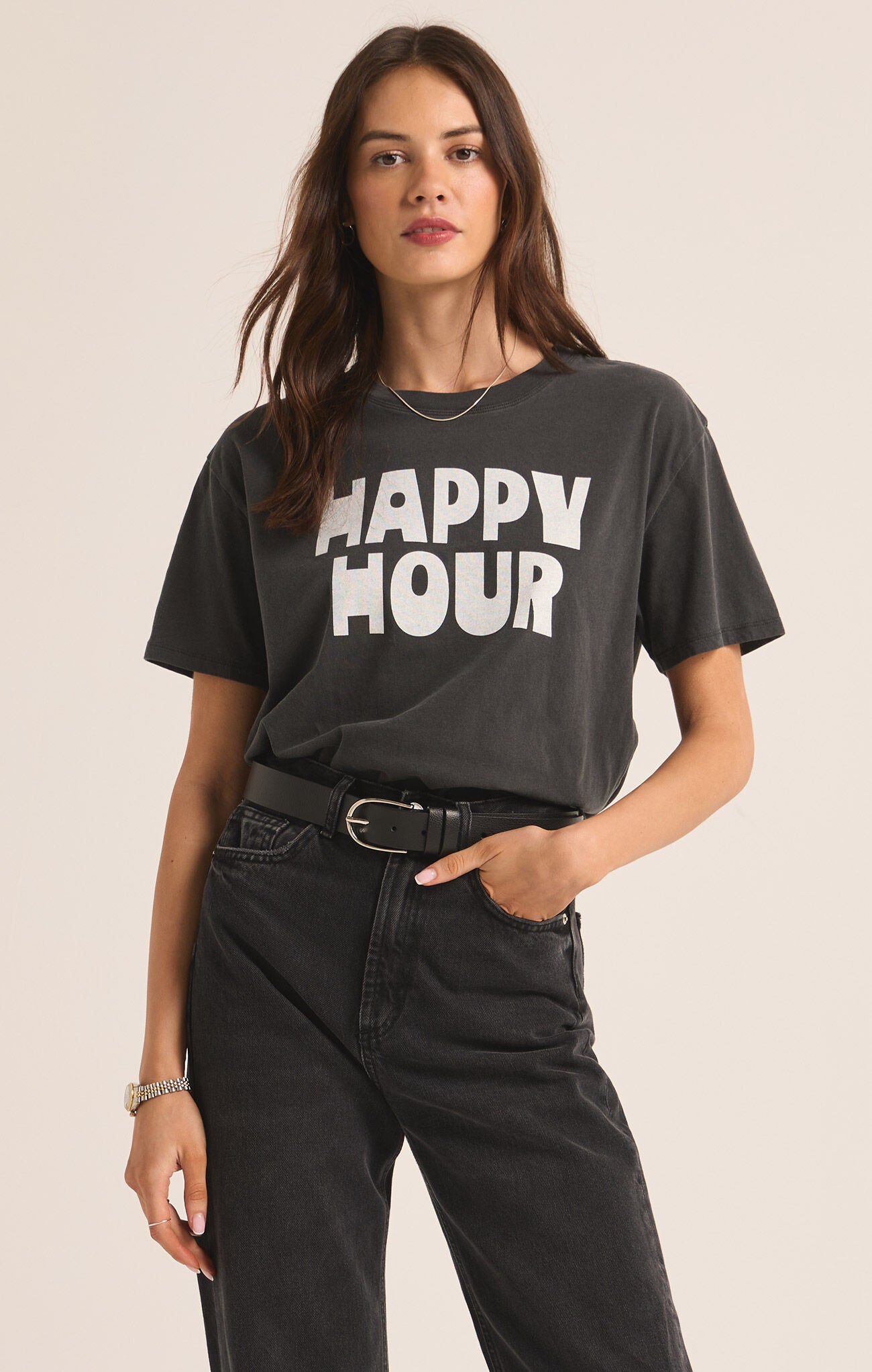 Happy Hour Boyfriend Tee Black Sand