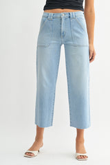Cropped Petite Palazzo Jeans Light Denim