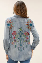 Lara Emb. Celestial Roses Button Down Shirt Multi