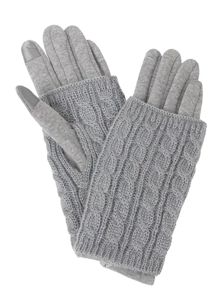 3 in 1 Cable Knit Gloves