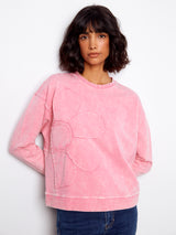 Flower Applique Long Sleeve Top Candy