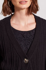 3/4 Sleeve Single Button Bolero Sweater Black