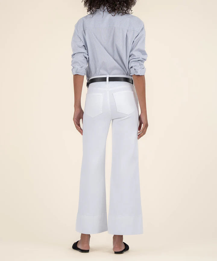 Meg High Rise Pintuck Wide Hem Jeans Optic White