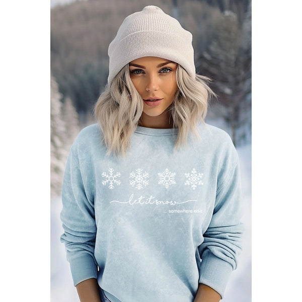 Let It Snow Mineral Graphic Sweatshirt Light Blue