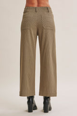 Stretchy Pinstripe Ankle Pants Olive