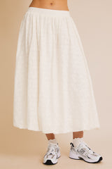 Eyelet Bubble Maxi Skirt White