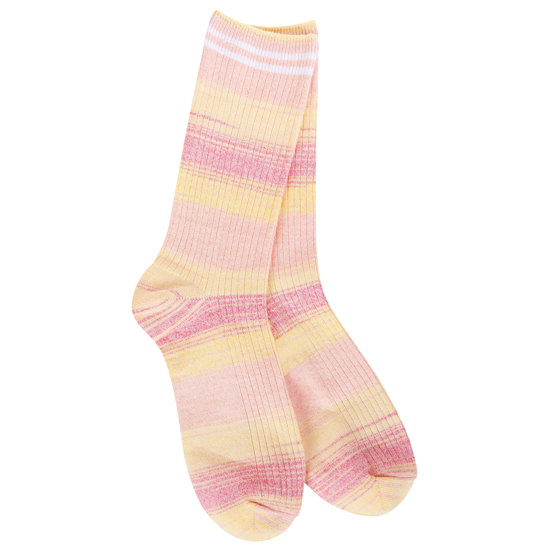 Weekend Ombre Rugby Light Crew Socks Pink Lemonade