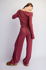 Billie French Terry Ribbed Set Crimson