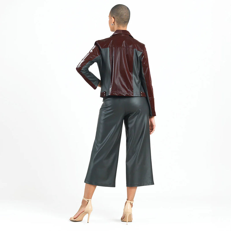 Vinyl Contrast Moto Jacket Mulberry