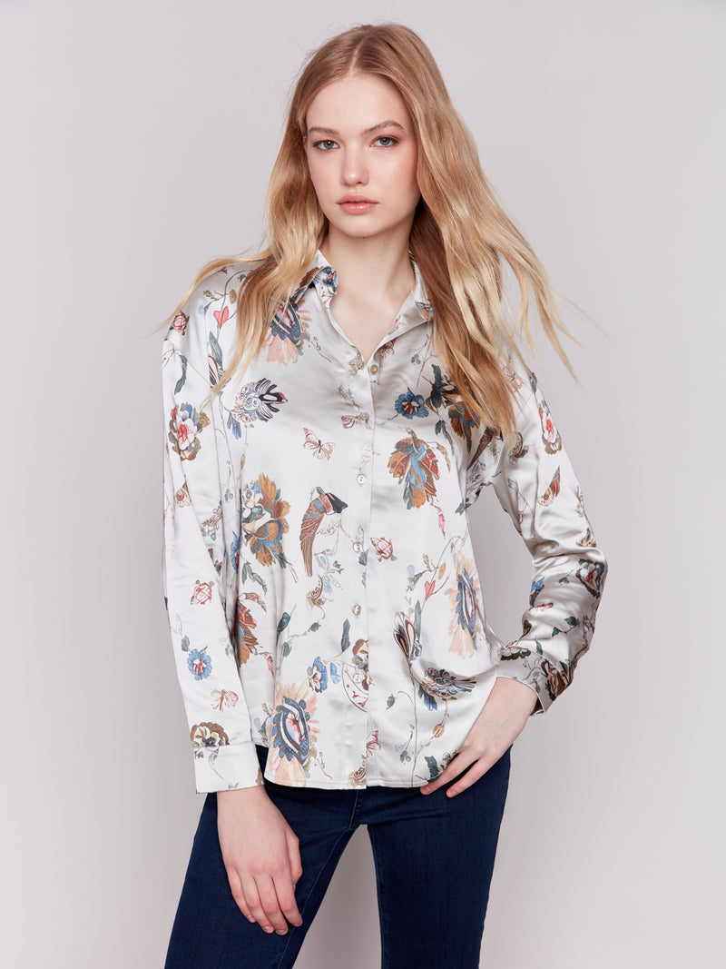 Printed Gusty Satin Shirt