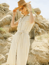 Ivy Sleeveless Belted Dress Seashell