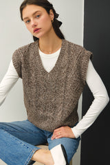 Chunky Cable Knit Sweater Vest Chestnut