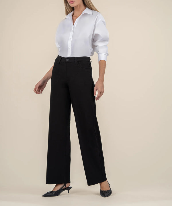 Jodi High Rise Wide Leg Ponte Pants Black