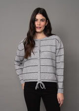 Boudica Tie Detail Buttoned Cardi Grey