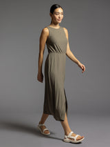 Sandra Seamed Ribbed Dress Smokey Olive