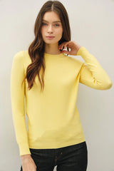 Viscose Crew Neck Soft Knit Sweater Lemon