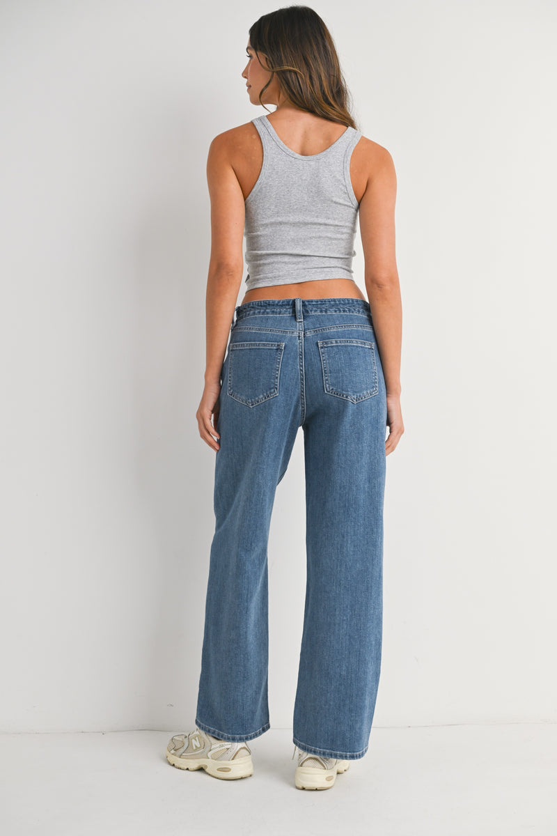 Drawstring Wide Leg Jeans Medium